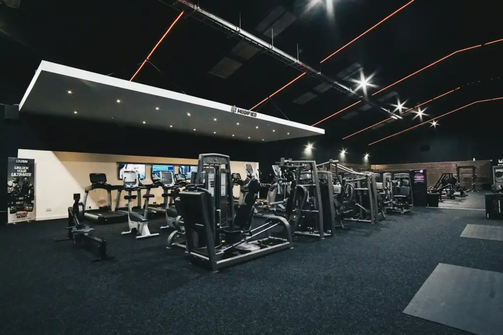 Trendy gym interiors designed to inspire motivation and fitness.