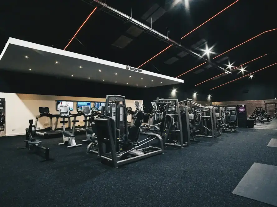 Trendy gym interiors designed to inspire motivation and fitness.