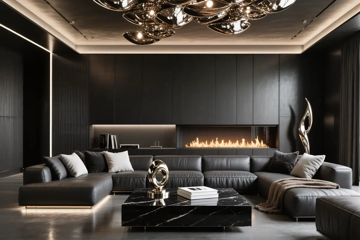 Apartment living room interior design in City Walk Dub