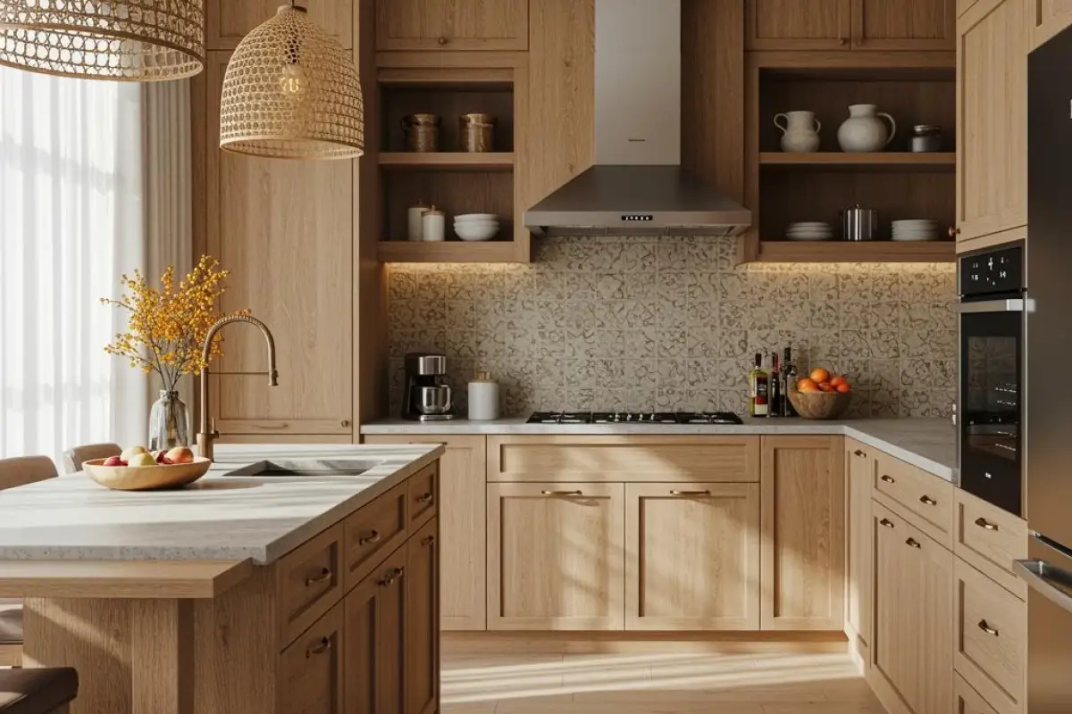 Modern luxury kitchen interior design in Emirates Hills villa, Dubai