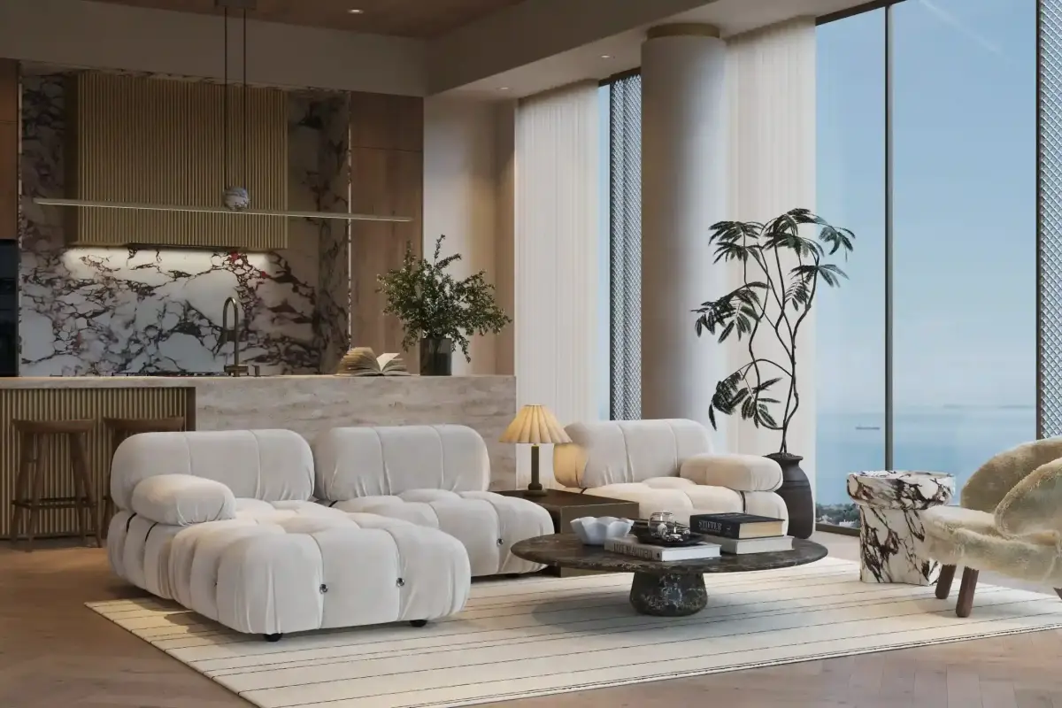 Luxury penthouse living room interior design at W. Residences, Palm Jumeirah